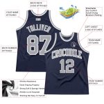 Custom Navy Silver Gray White Basketball Jersey Authentic Throwback Design Custom Navy Silver Gray-White Authentic Throwback - Image 2