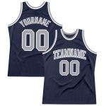 Custom Navy Silver Gray White Basketball Jersey Authentic Throwback Design Custom Navy Silver Gray-White Authentic Throwback