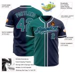 Custom Navy Teal White Authentic Fade Baseball Jersey Fashion Style Custom Navy Teal-White Authentic Fade Fashion Baseball - Image 2