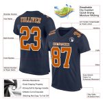 Custom Texas Orange-White Navy Football Jersey - Authentic Mesh Jersey Custom Navy Texas Orange-White Mesh Authentic Football - Image 2
