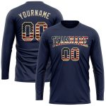 Custom Navy Vintage USA Flag Long Sleeve Performance T-Shirt - Cream and Crimson Salute to Service Custom Navy Vintage USA - Image 2