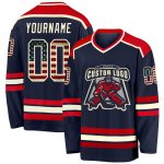 Custom Vintage USA Flag Hockey Jersey in Navy and Cream-Red Custom Navy Vintage USA Flag Cream-Red Hockey Jersey