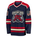 Custom Vintage USA Flag Hockey Jersey in Navy and Cream-Red Custom Navy Vintage USA Flag Cream-Red Hockey Jersey - Image 2