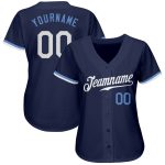Custom Authentic Baseball Jersey in Navy, White, and Light Blue - Style 7502 Custom Navy White-Light Blue Authentic Baseball - Image 2