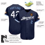 Custom Authentic Baseball Jersey in Navy, White, and Light Blue - Style 7502 Custom Navy White-Light Blue Authentic Baseball - Image 3
