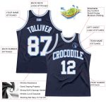 Personalized Authentic Throwback Basketball Jersey - Navy White Light Blue Custom Navy White-Light Blue Authentic Throwback - Image 2