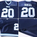 Custom Authentic Football Jersey - Navy White Light Blue Mesh Throwback Custom Navy White-Light Blue Mesh Authentic Throwback - Image 5