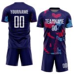Navy White Light Blue Custom Sublimation Soccer Uniform Jersey Custom Navy White-Light Blue Sublimation Soccer Uniform Jersey - Image 2