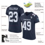 Custom Authentic Football Jersey - Navy White Mesh Design Custom Navy White Mesh Authentic Football Jersey - Image 2