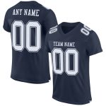 Custom Authentic Football Jersey - Navy White Mesh Design Custom Navy White Mesh Authentic Football Jersey