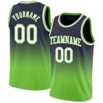 Custom Navy White Neon Green Basketball Jersey Authentic Fade Fashion Style Custom Navy White-Neon Green Authentic Fade Fashion