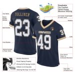 Custom Navy White-Gold Authentic Throwback Football Jersey, Mesh Design Custom Navy White-Old Gold Mesh Authentic Throwback - Image 2