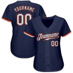 Custom Baseball Jersey Navy White Orange Authentic Style 9284 Custom Navy White-Orange Authentic Baseball Jersey Style 9284 - Image 2