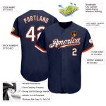 Custom Baseball Jersey Navy White Orange Authentic Style 9284 Custom Navy White-Orange Authentic Baseball Jersey Style 9284 - Image 3