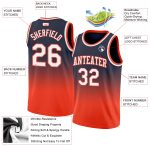 Custom Navy White Orange Fade Basketball Jersey - Authentic Fashion Sports Apparel Custom Navy White-Orange Authentic Fade - Image 2