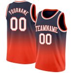 Custom Navy White Orange Fade Basketball Jersey - Authentic Fashion Sports Apparel Custom Navy White-Orange Authentic Fade