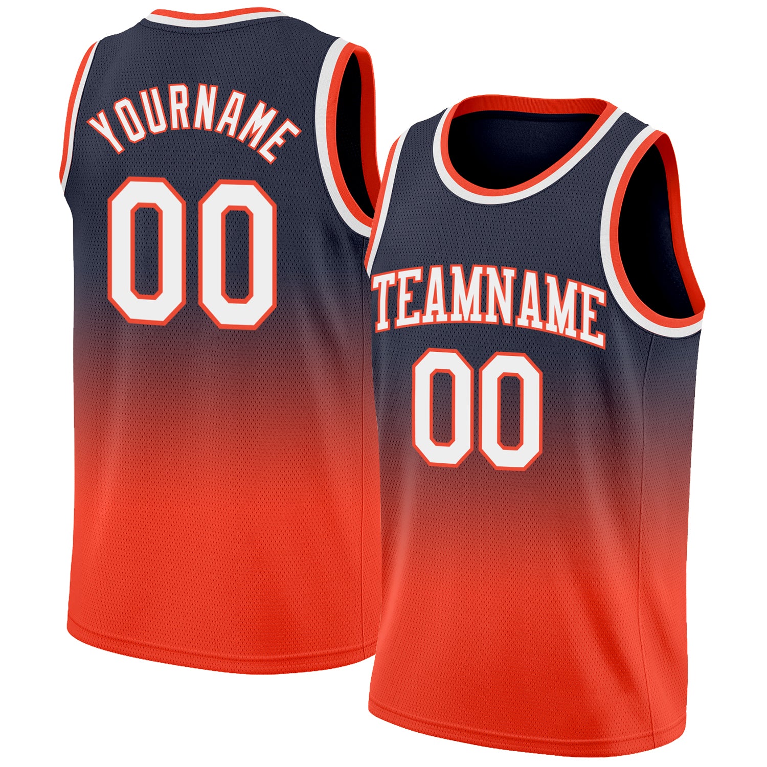Custom Navy White Orange Fade Basketball Jersey - Authentic Fashion Sports Apparel Custom Navy White-Orange Authentic Fade