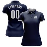 Custom Navy White Performance Golf Shirt for Men - Breathable Polo Custom Navy White Performance Golf Polo Shirt - Image 2