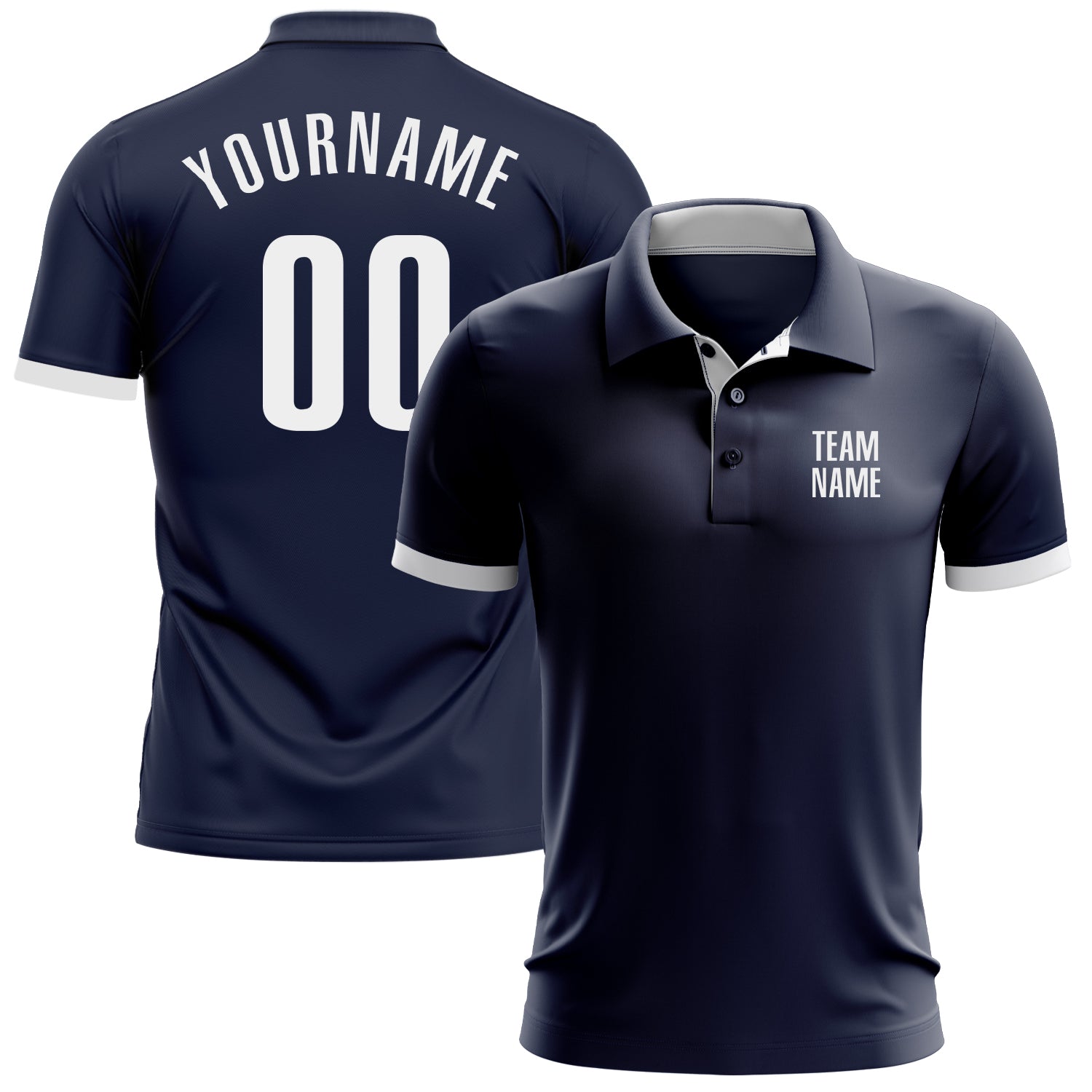 Custom Navy White Performance Golf Polo Shirt Custom Navy White Performance Golf Shirt for Men - Breathable Polo Custom Navy White Performance Golf Polo Shirt - Image 1