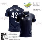 Custom Navy White Performance Golf Shirt for Men - Breathable Polo Custom Navy White Performance Golf Polo Shirt - Image 3