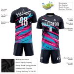 Custom Navy Pink Light Blue Soccer Uniform Jersey - Sublimation Sports Apparel Custom Navy White Pink-Light Blue Sublimation - Image 3