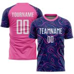 Navy White Pink Soccer Jersey Custom Sublimation Uniform for Team Sports Custom Navy White-Pink Sublimation Soccer Uniform
