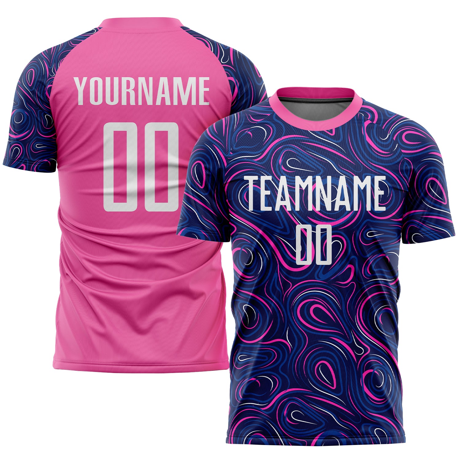 Navy White Pink Soccer Jersey Custom Sublimation Uniform for Team Sports Custom Navy White-Pink Sublimation Soccer Uniform