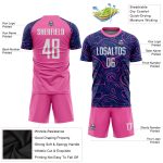 Navy White Pink Soccer Jersey Custom Sublimation Uniform for Team Sports Custom Navy White-Pink Sublimation Soccer Uniform - Image 3