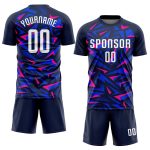 Custom Navy Pink White Soccer Jersey Uniform for Men and Women Style 9916 Custom Navy White-Pink Sublimation Soccer Uniform - Image 2