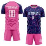 Navy White Pink Soccer Jersey Custom Sublimation Uniform for Team Sports Custom Navy White-Pink Sublimation Soccer Uniform - Image 2