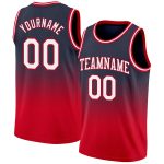 Custom Navy Red White Fade Basketball Jersey - Authentic Fashion Design Custom Navy White-Red Authentic Fade Fashion Basketball