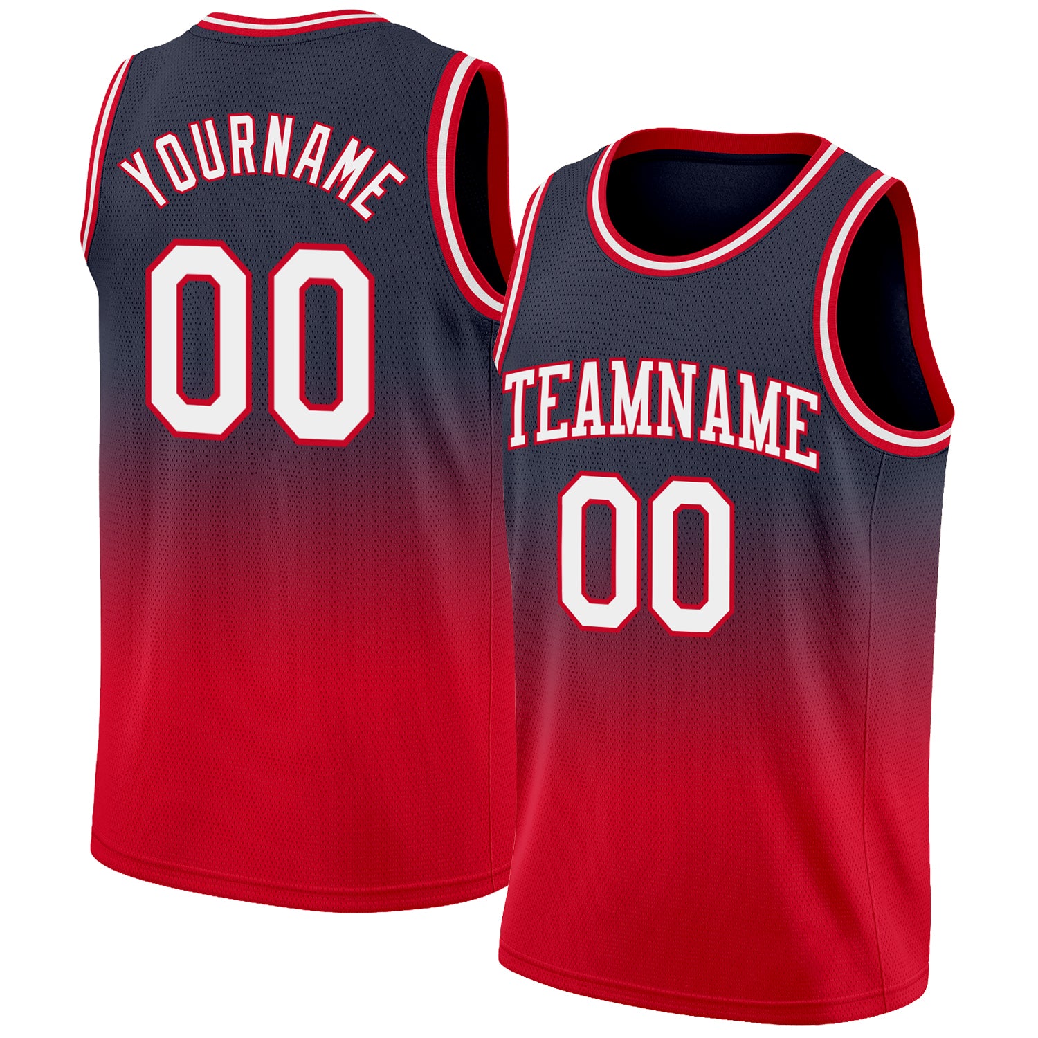 Custom Navy Red White Fade Basketball Jersey - Authentic Fashion Design Custom Navy White-Red Authentic Fade Fashion Basketball