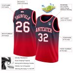 Custom Navy Red White Fade Basketball Jersey - Authentic Fashion Design Custom Navy White-Red Authentic Fade Fashion Basketball - Image 2