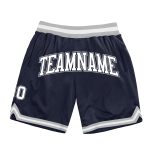 Custom Navy White-Silver Gray Basketball Shorts - Authentic Throwback Design Custom Navy White-Silver Gray Authentic Throwback