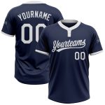 Navy White Custom Softball Jersey for Men and Women, Two-Button Style 2148 Custom Navy White Two-Button Unisex Softball Jersey