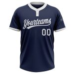 Navy White Custom Softball Jersey for Men and Women, Two-Button Style 2148 Custom Navy White Two-Button Unisex Softball Jersey - Image 2