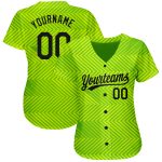 Neon Green Black 3D Pattern Authentic Baseball Jersey - Custom Design Custom Neon Green Black 3D Pattern Design Authentic - Image 2