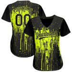 Custom Neon Green Black 3D Pattern Baseball Jersey - Authentic Style 6754 Custom Neon Green Black 3D Pattern Design Authentic - Image 2