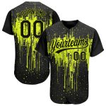 Custom Neon Green Black 3D Pattern Baseball Jersey - Authentic Style 6754 Custom Neon Green Black 3D Pattern Design Authentic