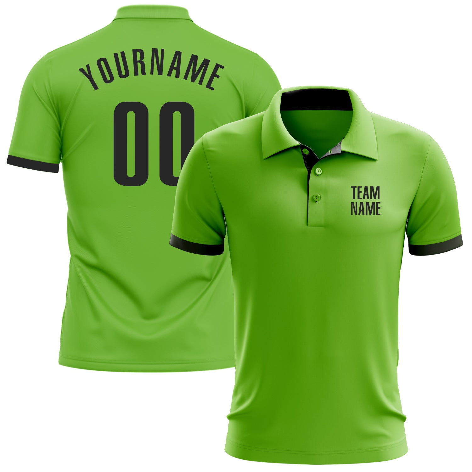 Neon Green Performance Golf Polo Shirt - Custom Black Design for Men Custom Neon Green Black Performance Golf Polo Shirt