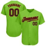 Custom Neon Green Black Red Baseball Jersey - Authentic Design for Fans Custom Neon Green Black-Red Authentic Baseball Jersey
