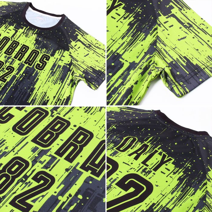 Neon Green Black Sublimation Soccer Jersey - Custom Style 3411 Uniform Custom Neon Green Black Sublimation Soccer Uniform - Image 6