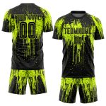 Neon Green Black Sublimation Soccer Jersey - Custom Style 3411 Uniform Custom Neon Green Black Sublimation Soccer Uniform - Image 2