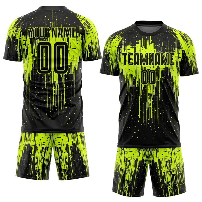 Neon Green Black Sublimation Soccer Jersey - Custom Style 3411 Uniform Custom Neon Green Black Sublimation Soccer Uniform - Image 2