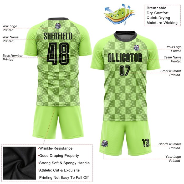 Custom Neon Green Black Soccer Jersey - Sublimation Uniform for Team Sports Custom Neon Green Black Third Sublimation Soccer - Image 3