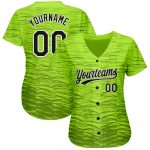 Custom Neon Green 3D Pattern Baseball Jersey Authentic Style 9995 Black-White Design Custom Neon Green Black-White 3D Pattern - Image 2