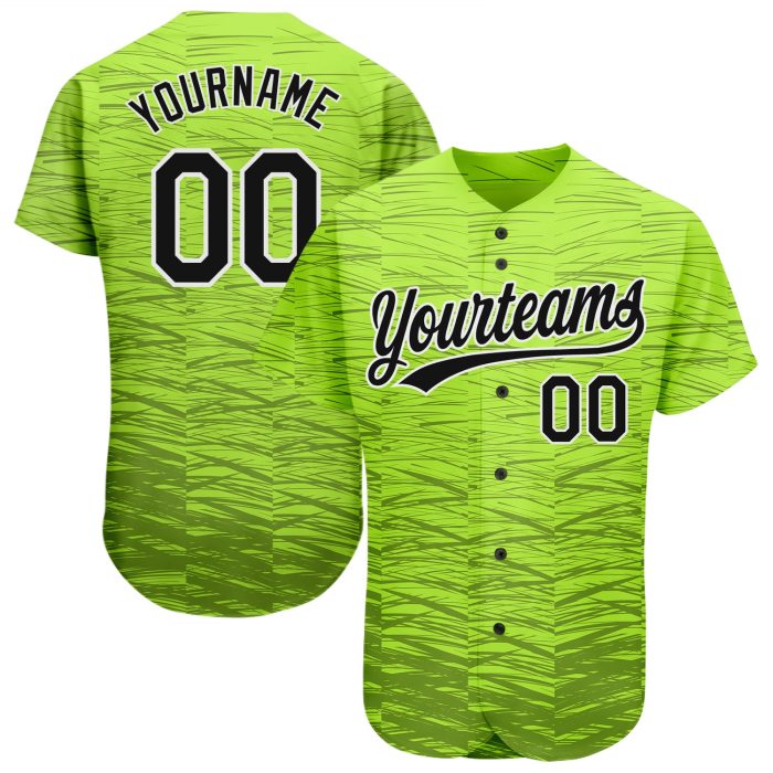 Custom Neon Green 3D Pattern Baseball Jersey Authentic Style 9995 Black-White Design Custom Neon Green Black-White 3D Pattern - Image 1