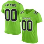 Neon Green Black White Custom Authentic Football Jersey, Mesh Design Custom Neon Green Black-White Mesh Authentic Football
