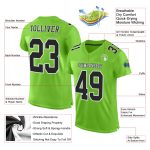 Neon Green Black White Custom Authentic Football Jersey, Mesh Design Custom Neon Green Black-White Mesh Authentic Football - Image 2
