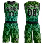 Neon Green Black White Sublimation Basketball Jersey Round Neck Custom Suit Custom Neon Green Black-White Round Neck Sublimation